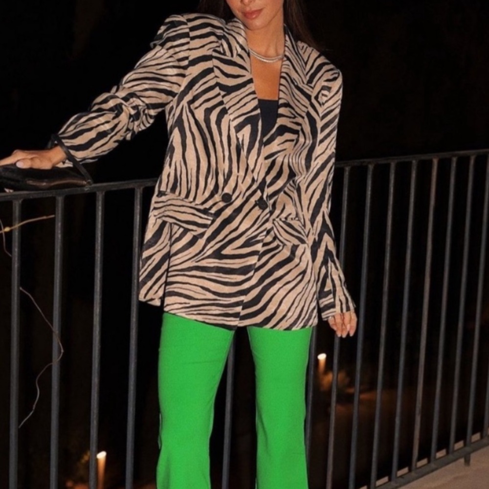 ZARA Animal Print Satin Effect Blazer
